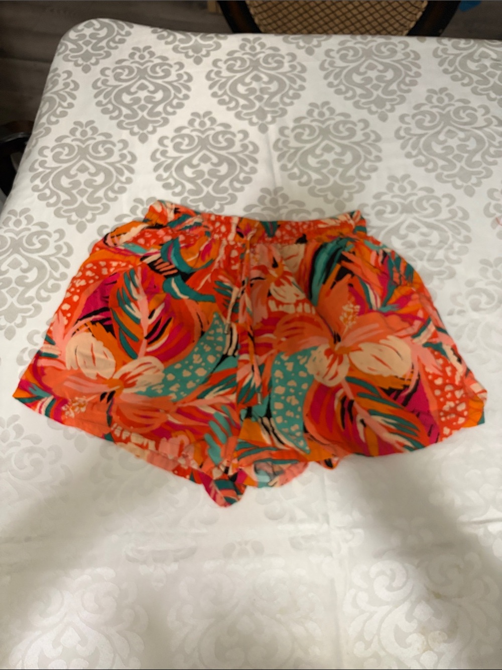 Women's Tropical Print Elastic-Waist Shorts - Orange Multi